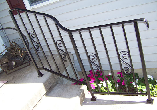 Wrought Iron Railing with Curve and Scrolls