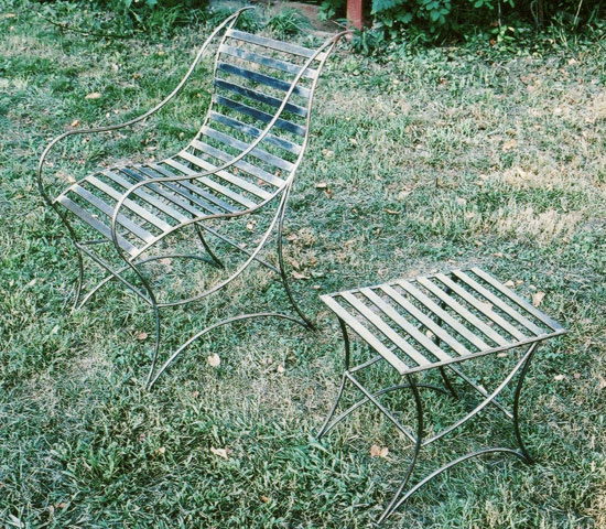 Green Wrought Iron Table & Chair