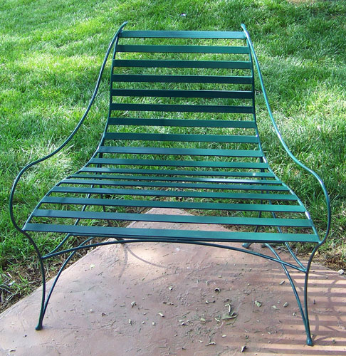 Green Wrought Iron Bench